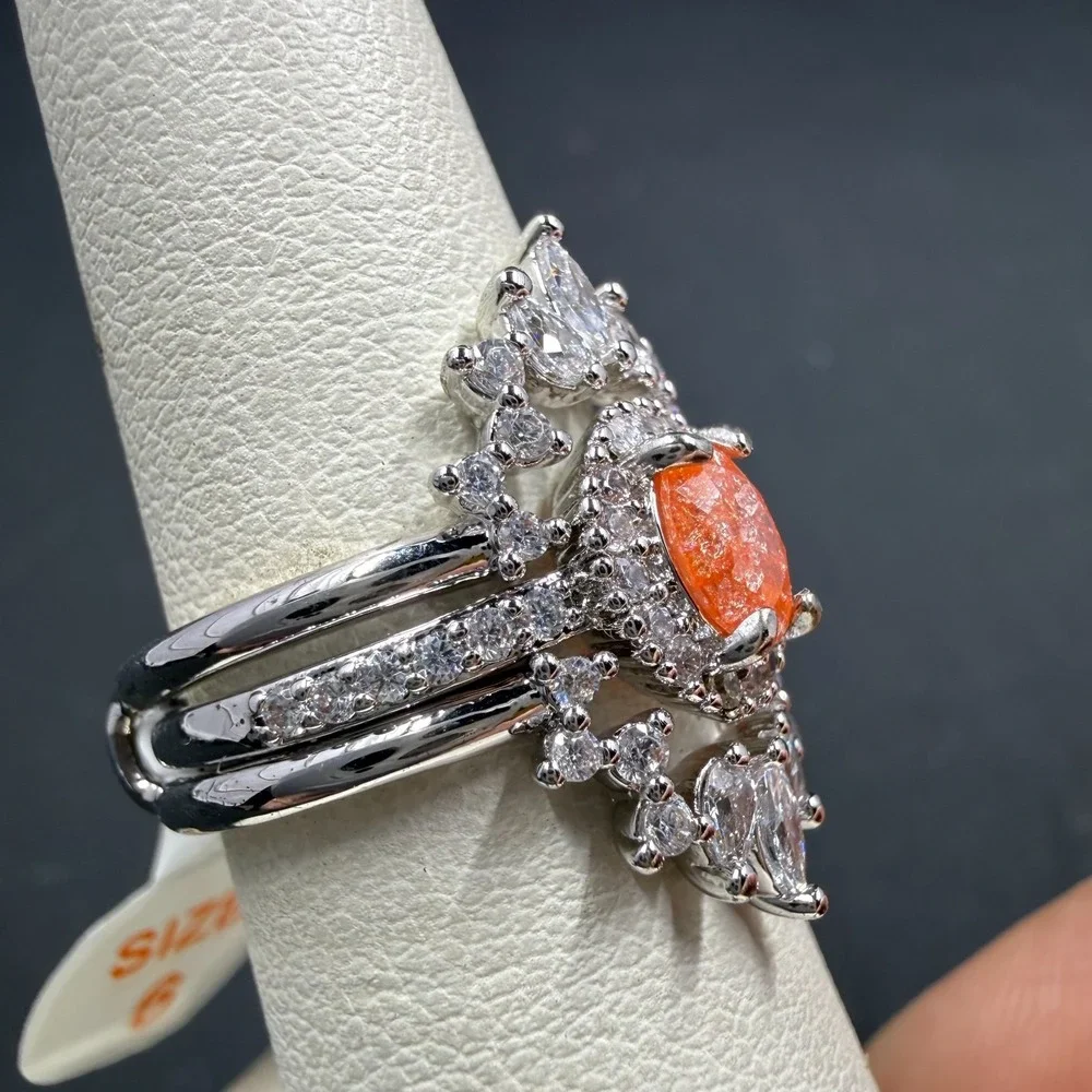 Bomb Party Don't You Love Me Size 6 Ring Lab Tangerine Ice Crystal RBP6129